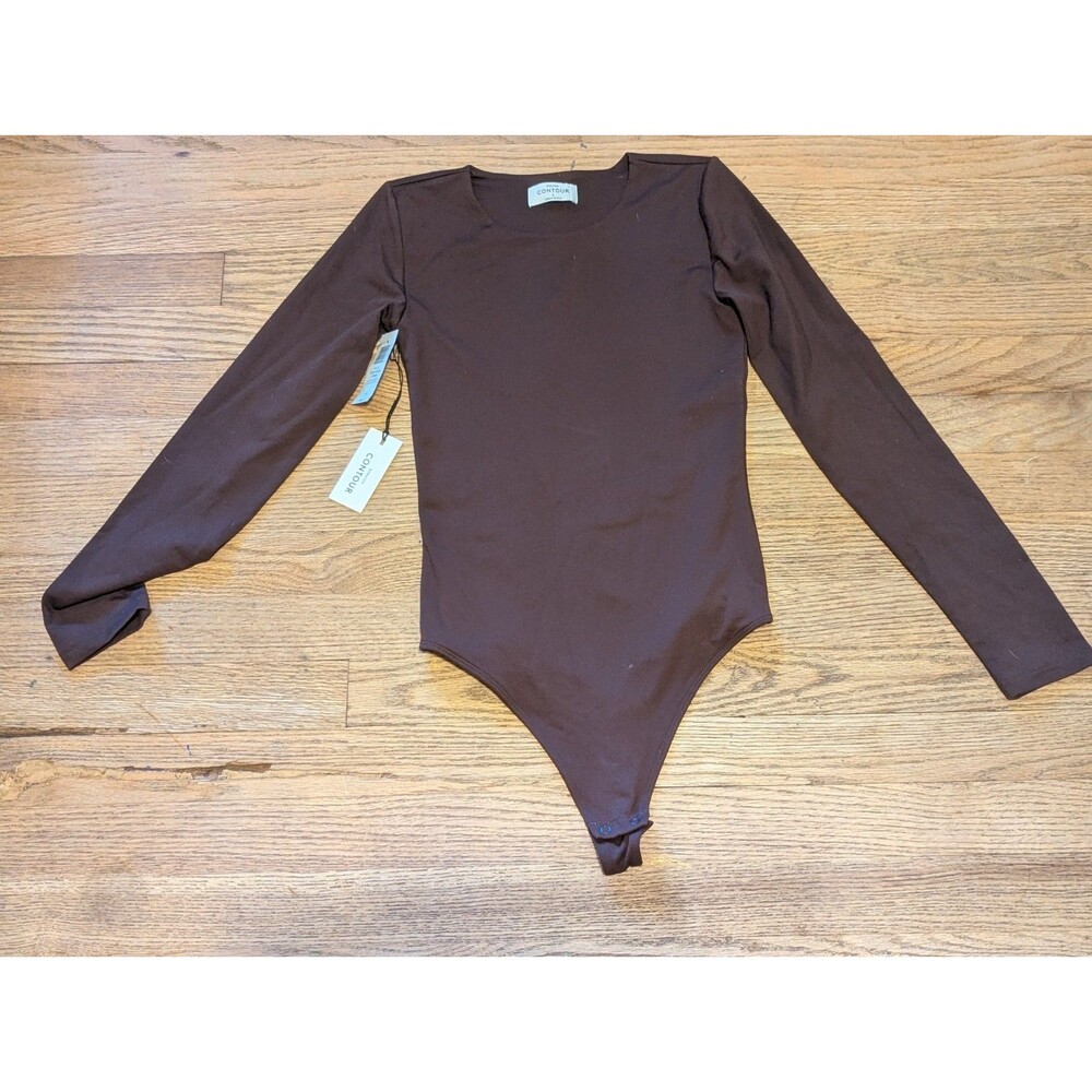 Babaton Aritzia Contour Scoop Neck Long Sleeve Bodysuit Brown Size S